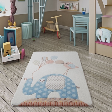 Confetti Spotty Elephant Açık Mavi Çocuk Odası Halısı