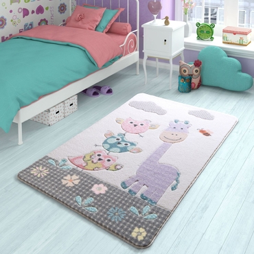 Confetti Owls Lila Çocuk Odası Halısı