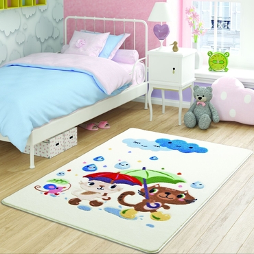 Confetti Rainy Day Beyaz Çocuk Odası Halısı