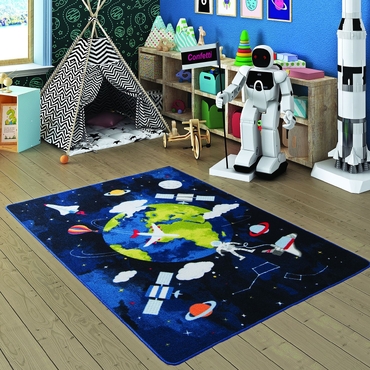 Confetti Space Time Lacivert Çocuk Odası Halısı