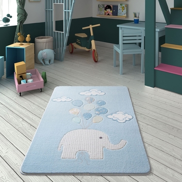 Confetti Sweet Elephant Açık Mavi Çocuk Odası Halısı
