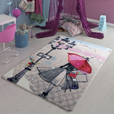 Confetti Umbrella Koyu Gri Çocuk Odası Halısı