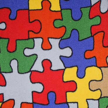 Puzzle Desenli Bukle Çocuk Odası Halısı